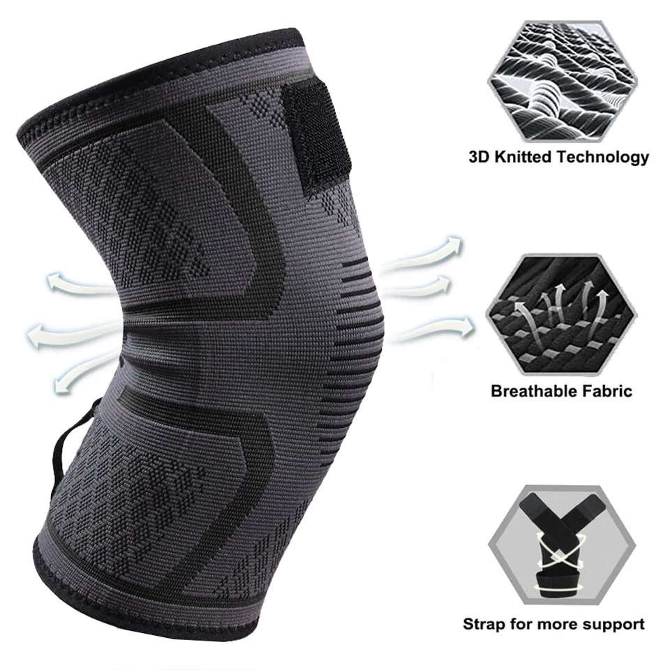 2Pcs Knee Sleeve Compression Brace Support For Sport Joint Pain Arthritis Relief - Image 2 of 4