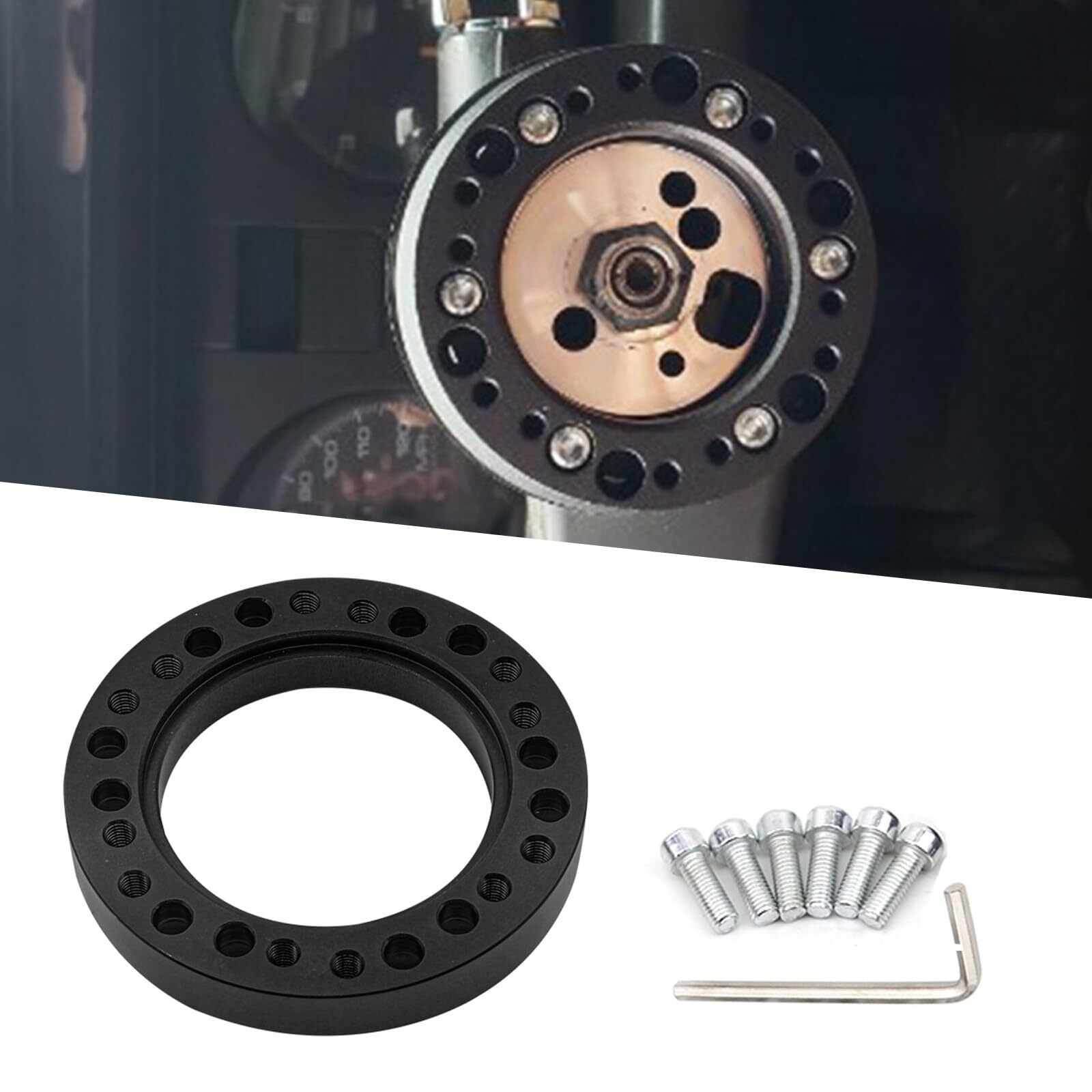 1 PC Car Steering Wheel Adapter Spacer, Aluminium Steering Wheel Hub Kit, Ste...
