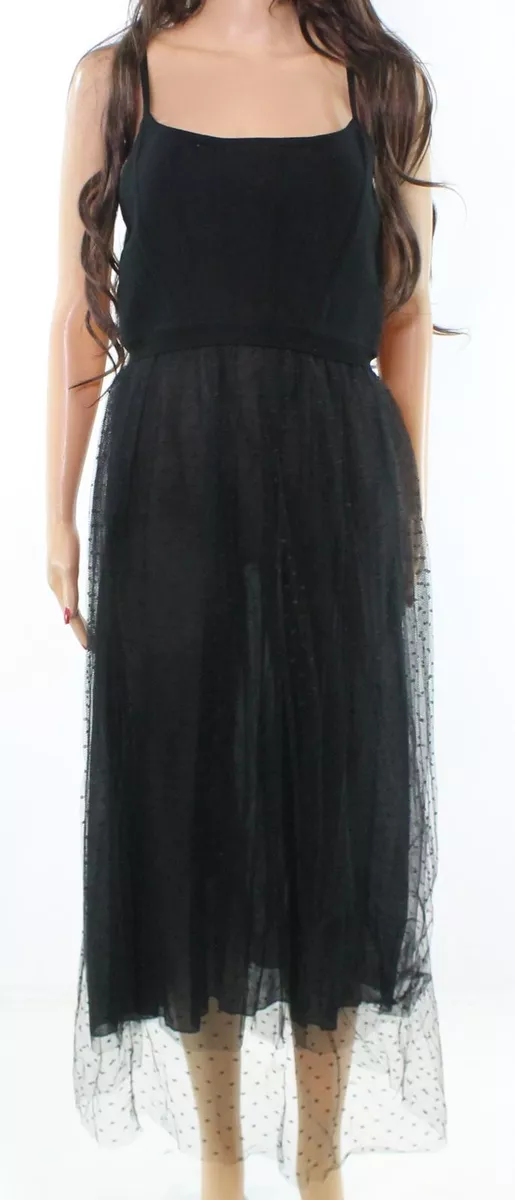 VALENTINO Empire Waist Crepe Spaghetti Strap Sheath Little Black Dress Sz L