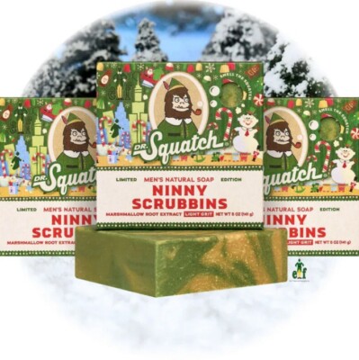 (5 Pack) Ninny Scrubbins Dr Squatch Soap Limited Edition Light Grit Xmas