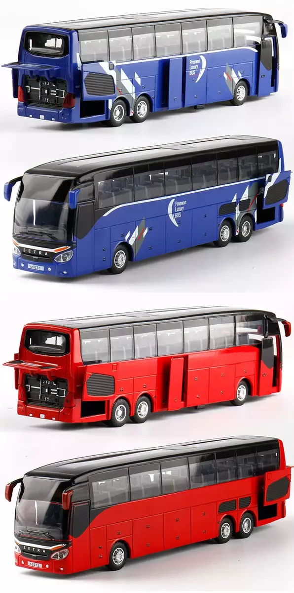 Diecast Metal Model Bus Toy Car Toy Lights Sounds Doors Open Red or Blue