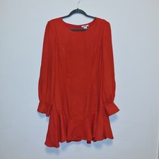 Bar III Womens Red Pleated Ruffled Fit & Flare Dress - Size 12