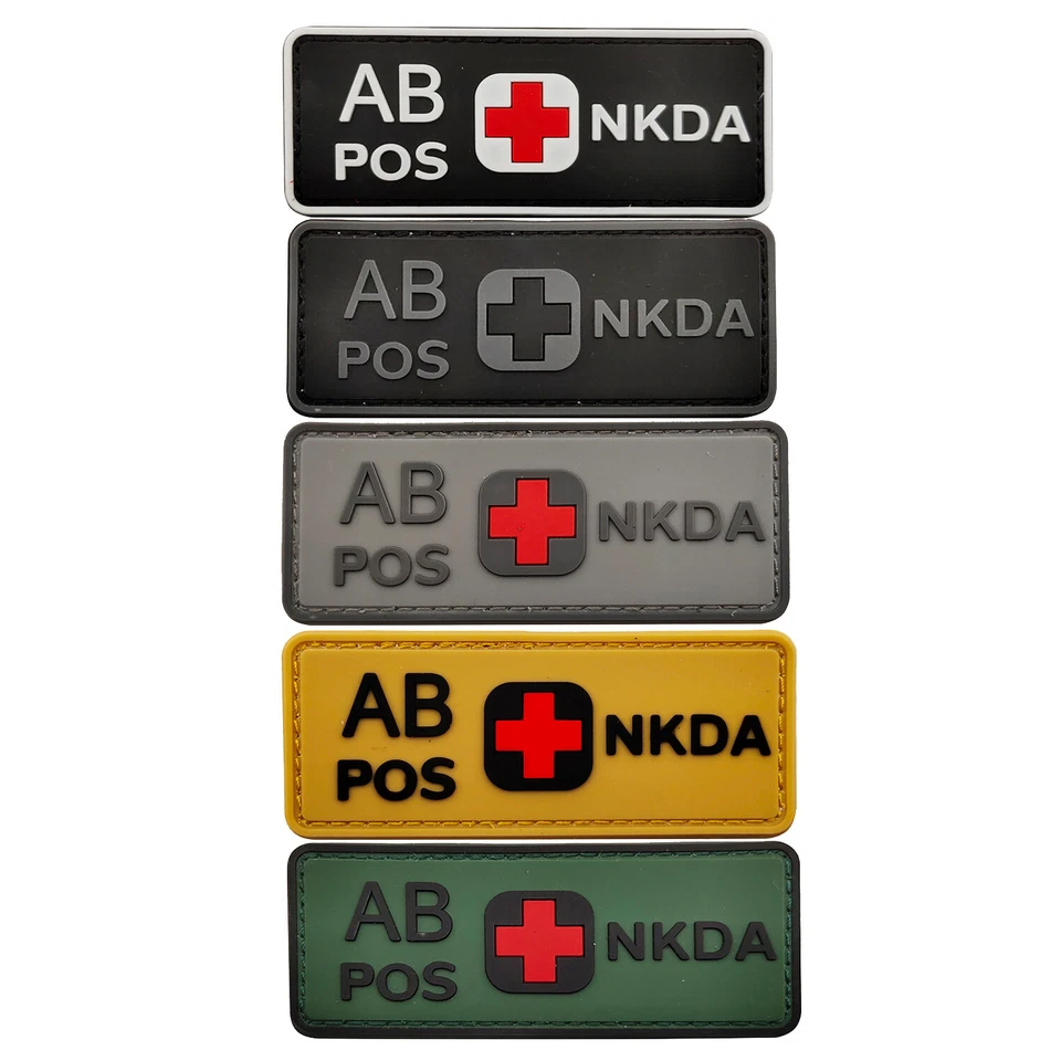 3D PVC Rubber Hook Patch Blood Type A B AB O Pos NKDA Back Emblem Fastener Badge - Image 3 of 4