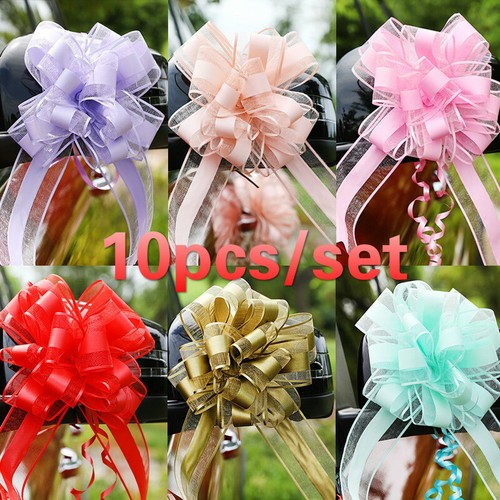 10 X Bow Pull Flower Ribbons Wedding Car Birthday Party Decor Gift Packing - Picture 1 of 13