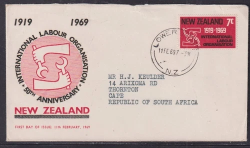 New Zealand 1969 I.L.O. FDC Lower Hutt to RSA