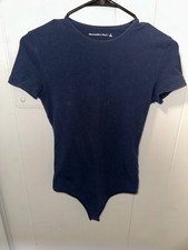 Abercrombie Fitch Women's Navy Blue Short Sleeve Bodysuit Size Small