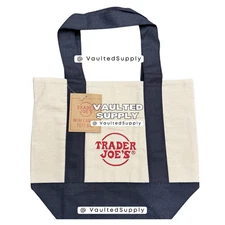 Trader Joe’s Mini Canvas Tote Bag Navy • Reusable Shopper Bag • New With Tags