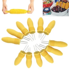 12 Pack Jumbo Corn On The Cob Holders Skewers Stainless Steel Prongs Kitchen BBQ