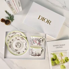 Dior Dual Set Of Cup And Saucer With Butterfly Patterns