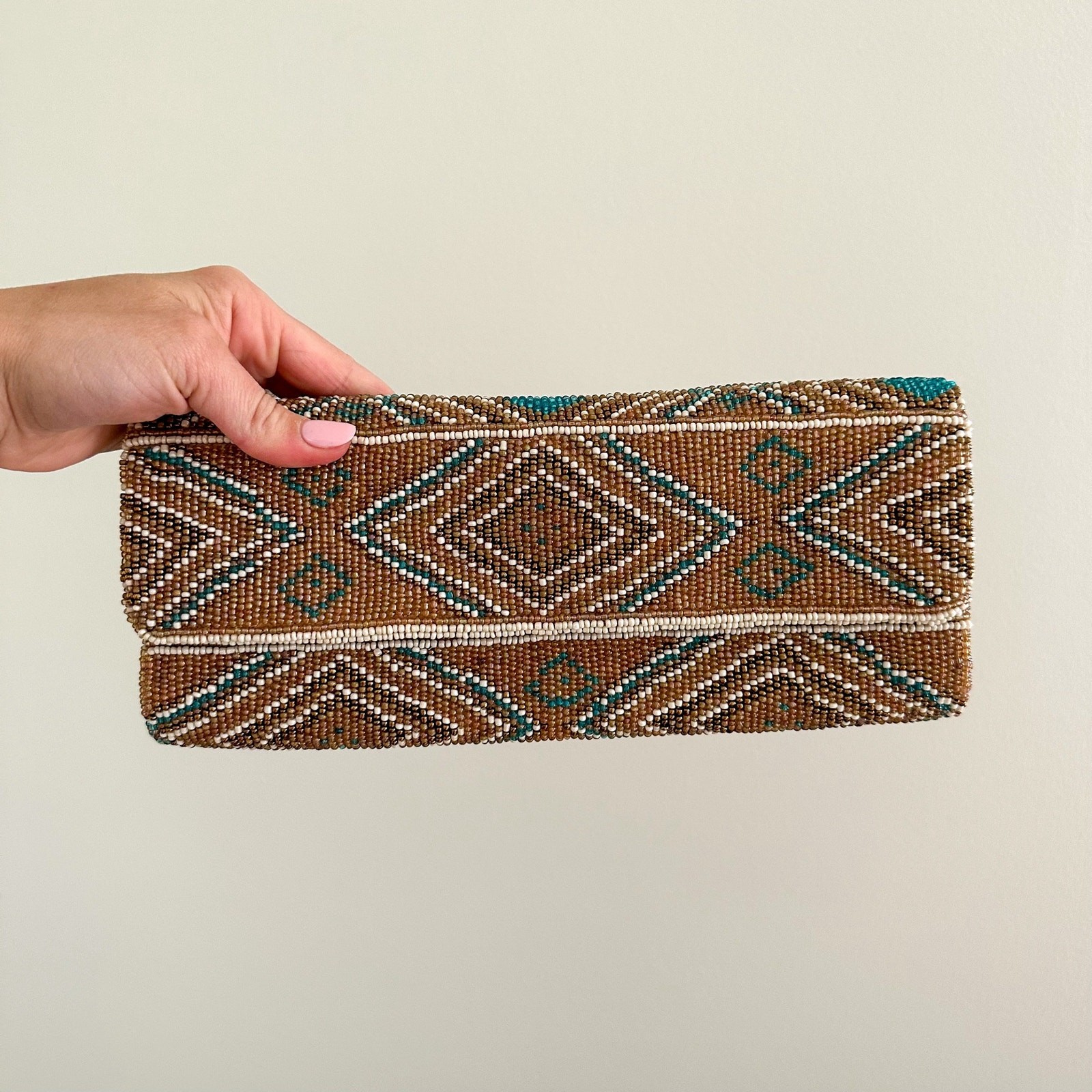 Santi Aztec Pattern Beaded Rectangle Shape Clutch… - image 2