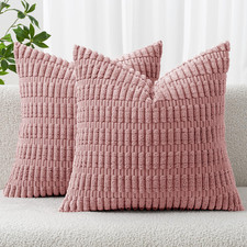 Corduroy Decorative Throw Pillow Covers 20x20 Blush Pink Pack of 2 Soft Boho S