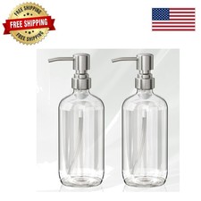 Sophisticated 2-Pack Soap Dispenser Bottles with Drip-Free Stainless Steel Pumps