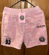 A Bathing Ape BAPE Pink Camo Athletic Shorts Drawstring Pockets Men s XL
