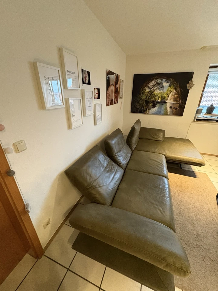 Sofa Marke Koinor Leder Olivgrün Couch - Bild 3 von 4