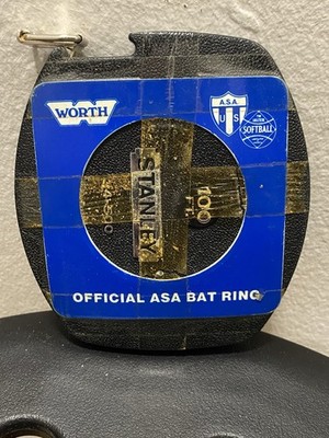 Vintage Worth Official ASA Bat Ring & Stanley 100ft Tape Measure - Rare Softball