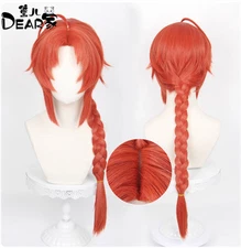 Anime GINTAMA Kamui Cosplay Wigs Orange Red Women 75cm Long Ponytail Braid Hair