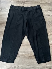 Eileen Fisher Organic Linen Ankle Lantern Pants Black Womens XLarge