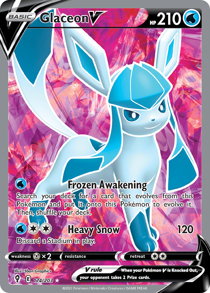 Glaceon V - Holo SWSH7 Evolving Skies 174/203 NM Pokemon