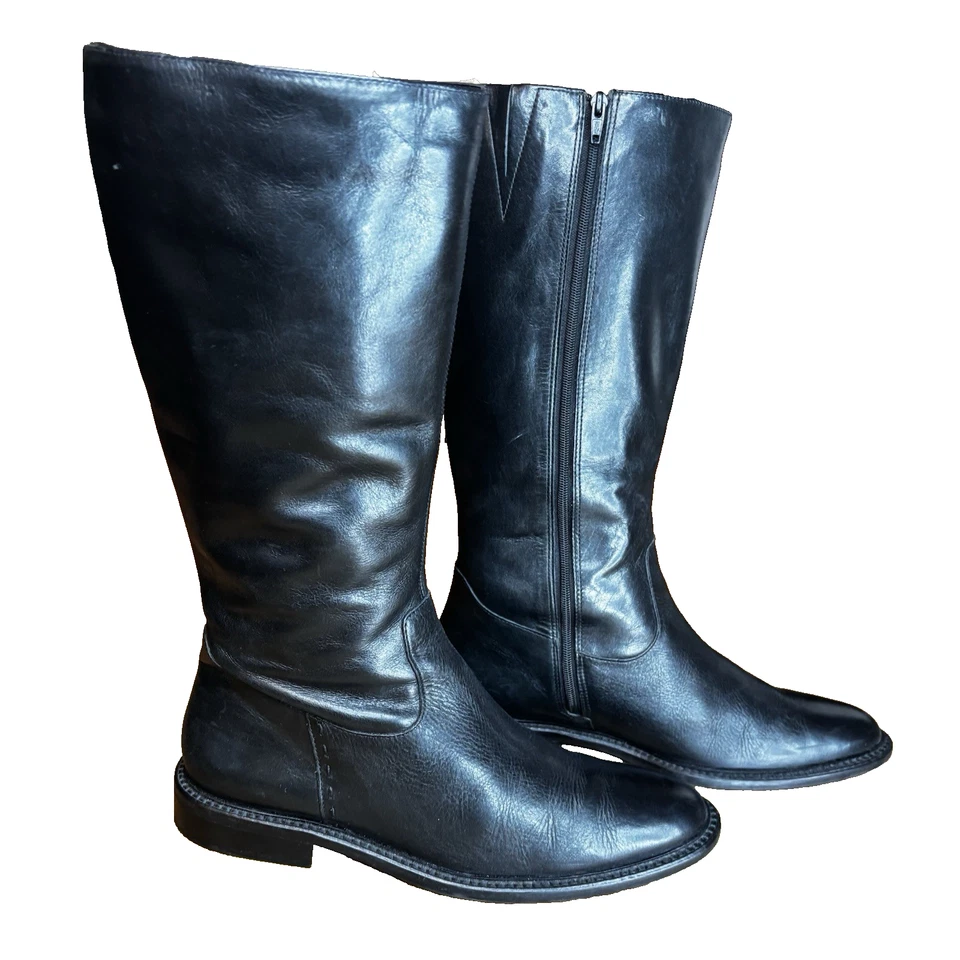 De Colección Eddie Bauer Mujer 8 Negro Cuero Botas de Montar Anchas Pantorrilla Tacón Bajo Ecuestre Foto 2 de 4