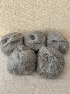 5 Skeins Mohair Yarn Grey 120g Total #663