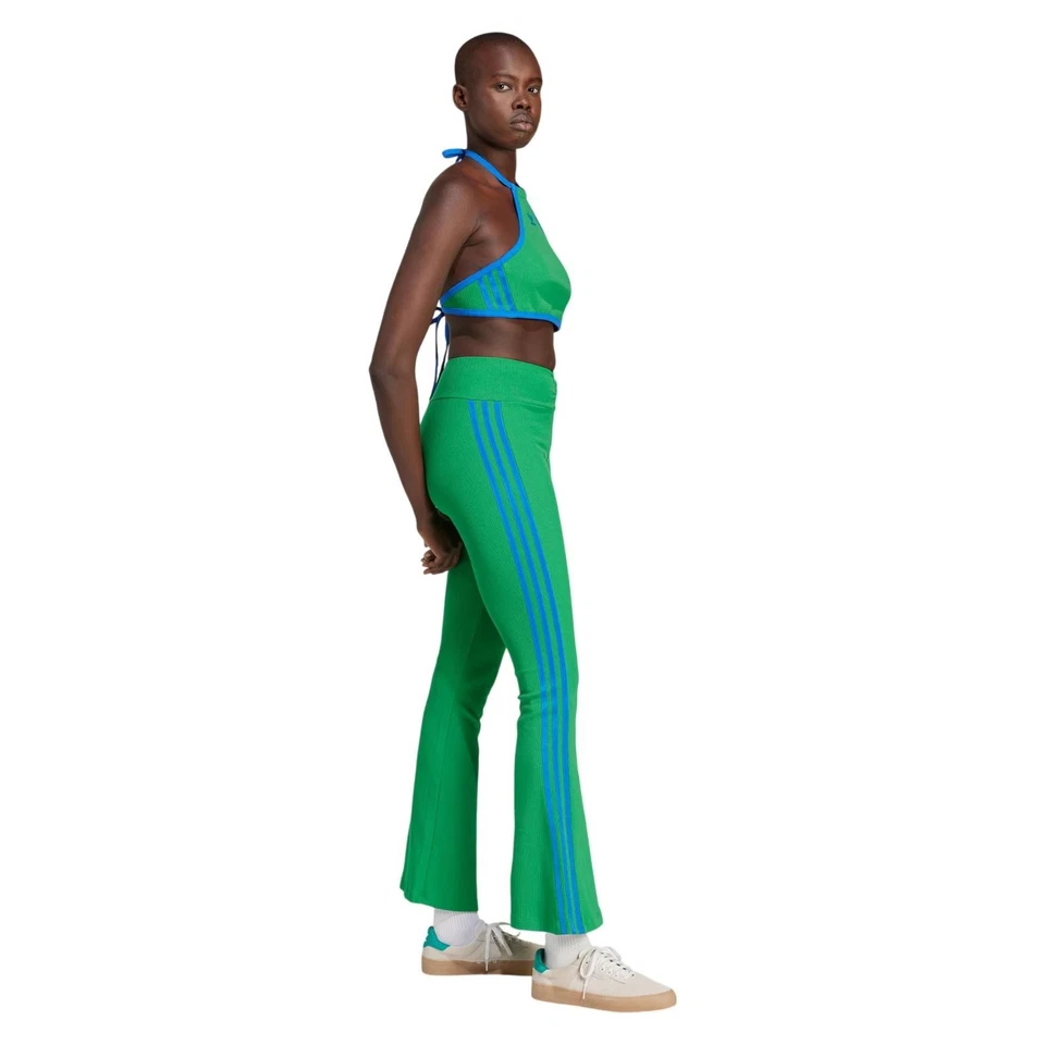 adidas ORIGINALS WOMEN'S TANK TOP RIB NECK GREEN BLUE RETRO TREFOIL 70S NEW BNWT - Image 4 of 4