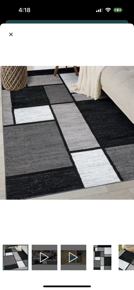 Contemporary Black & White Geometric Pattern Rug for a Stylish Living Room - Image 3 of 3