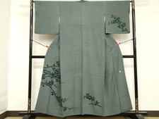 Japanese Kimono Visiting Artist Embroidery Branch Flower Pure Silk