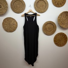 Aerie Black Ribbed Midi Tank Dress Medium