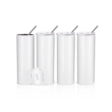 PYD Life Sublimation Blanks Skinny Tumbler White 20 OZ Straight Sta... Fast Ship