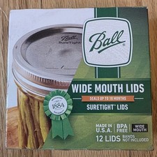 Ball Canning Lids Wide Mouth Sure Tight 12 Count Factory Pack! Made in USA!