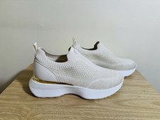 Michael Kors Bodie slip on stretch knit upper shoes cream gold NWOB size 8