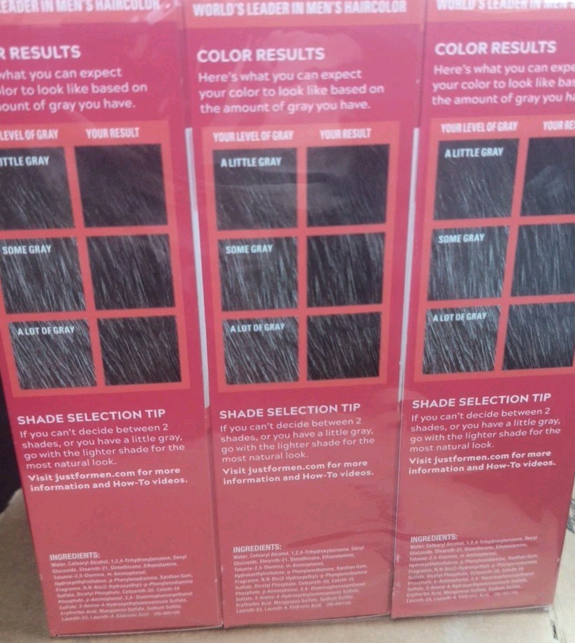 (3) Just For MEN Easy Comb-In Permanent Hair Color - A-45 Darkest Brown (04319)