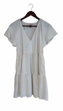 Universal Thread White Linen Blend Tiered Dress Size Small Minimalist Comfort