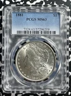 1881 U.S. $1 Morgan Dollar PCGS MS63 Lot#G549 Silver! Choice UNC!