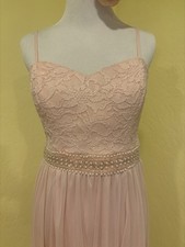 BCX DRESS Pearls Lace Beige/pink Dress Size 11 Adjustable Straps