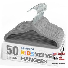 Premium 14 Inch Kids Hangers Grey Baby Velvet Hanger, Non 50 Pack Grey-14 Inch