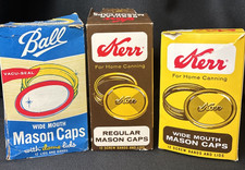 Lot of 3 Boxes BALL and KERR Lids and Bands for Home Canning Wide Regular Unused