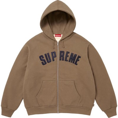 Supreme Arc Thermal Lined Zip Up Hooded Sweatshirt Brown | eBay
