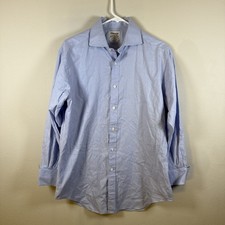 T.M. Lewin Cotton White Blue Stripe Lewin Slim Fit Dress Shirt 16 / 33 Tailored