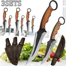 Professional Chef Knife Set 3PCS Stainless Steel Kitchen Knives with Covers