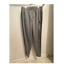 adidas Boys XL 18/20 Jogger Pants Gray 100 Polyester Elastic Waist Drawstring