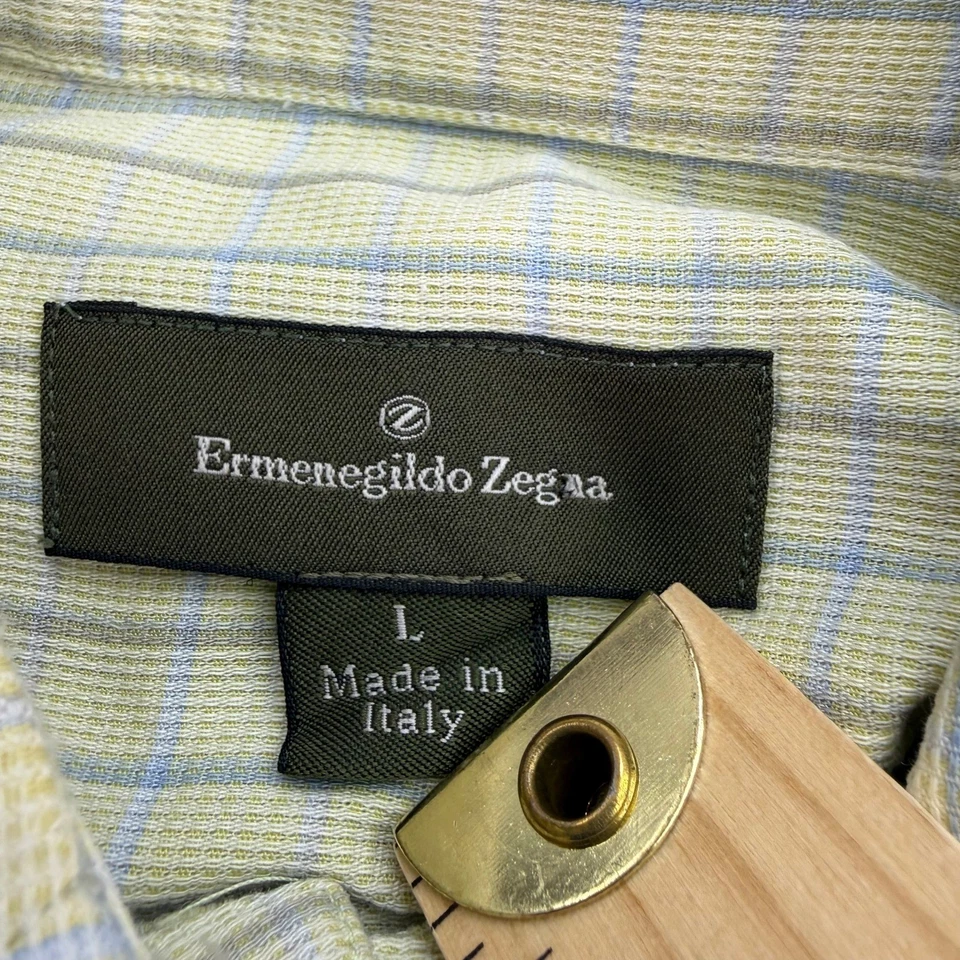 Camisa Ermenegildo Zegna Para Hombre Grande A Cuadros Con Botones Manga Larga Hecha en Italia Foto 2 de 4