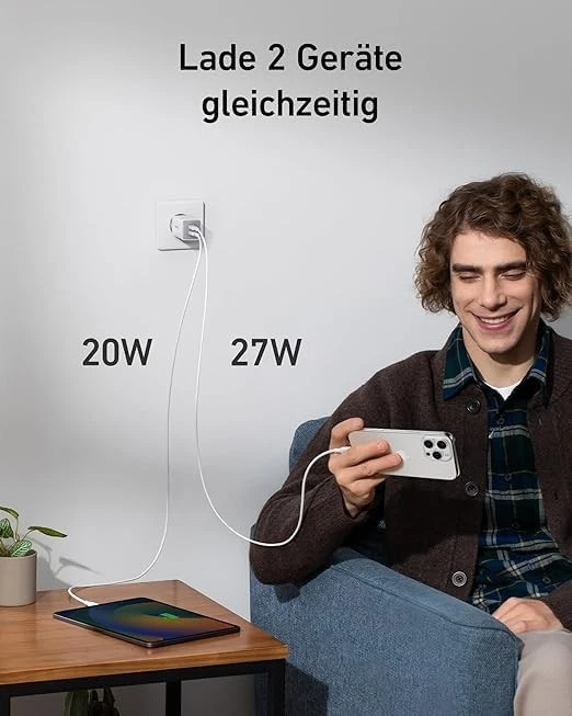 Anker Caricatore USB C 47 W caricatore 523 (Nano 3) compatto con 2 porte GaN - Immagine 3 di 4