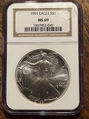 Beautiful 1991 American Silver Eagle $1 NGC MS69
