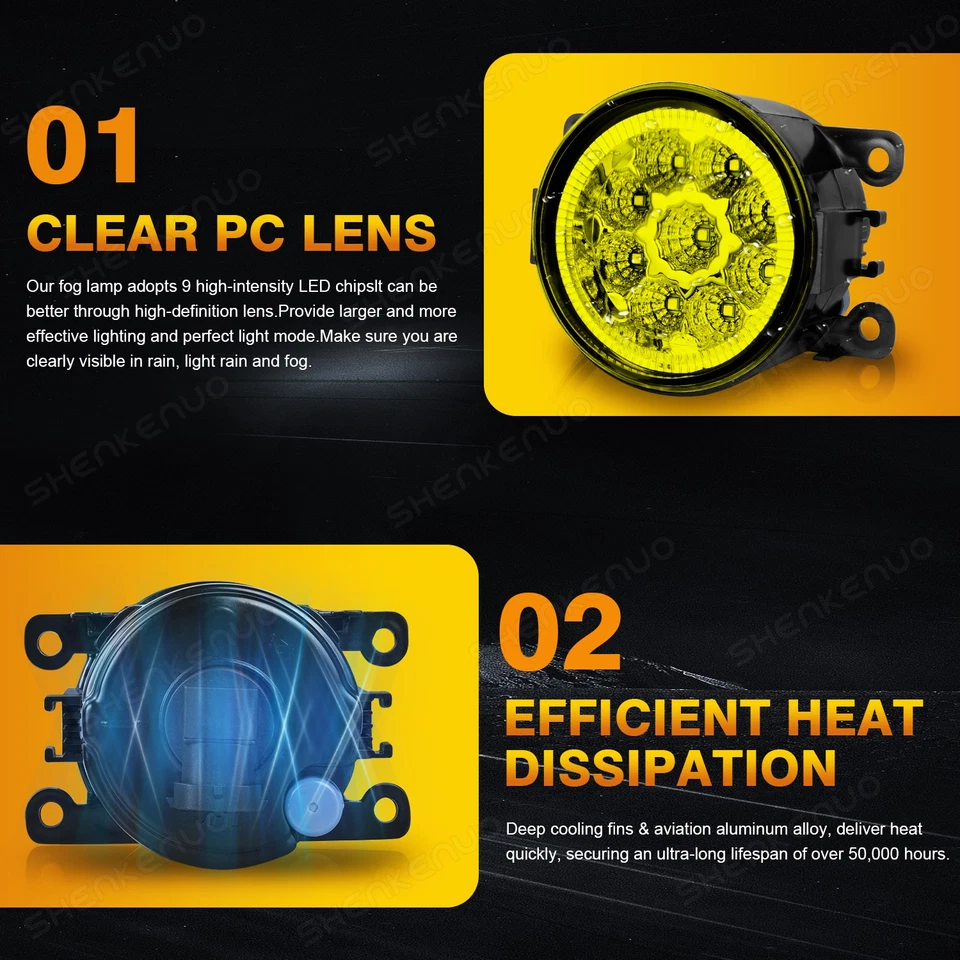 2PCS Pair 9 LED Fog Light For Ford Ranger PX PX1 PX2 2011-2018 Spot Driving Lamp - image 3 of 4