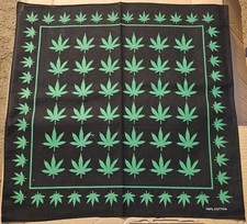 MARIJUANA LEAF LEAVES ALL OVER PRINT HANDKERCHIEF BANDANA  SET OF 3 BANDANNA 