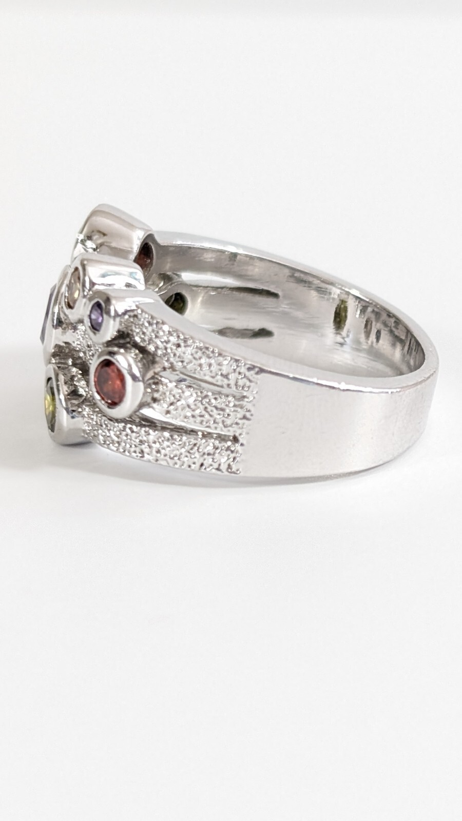 Size 9 Multicolored Multi Stone Silver Toned Cost… - image 7