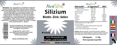 Haar Vitamine - Silizium aus Bambus Extrakt (858 mg), Biotin, Zink, Selen,  Fols. | eBay.de