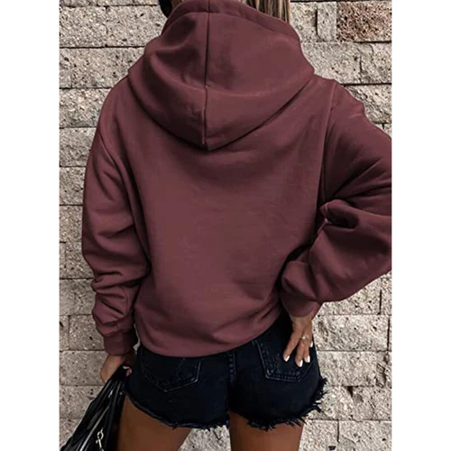 Ladies Loose Fit Long Sleeve Pullover Women Fall Warm With Pocket Hooded Tops - Picture 20 of 80