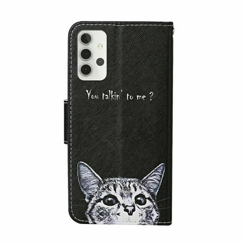Flower Wolf Cat Butterfly Wallet Phone Case For Samsung S20 S21 S22 S23 A12 A52 - Image 4 of 4